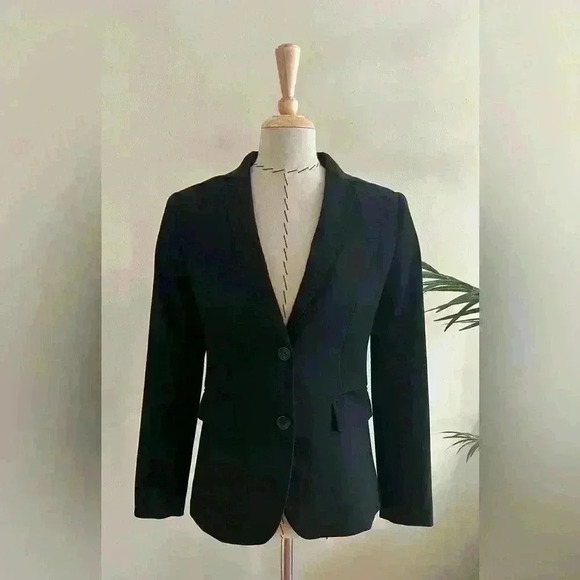 Banana Republic Black Blazer Jacket | 00P | Gray Lilac Lining | Petite - Picture 3 of 7